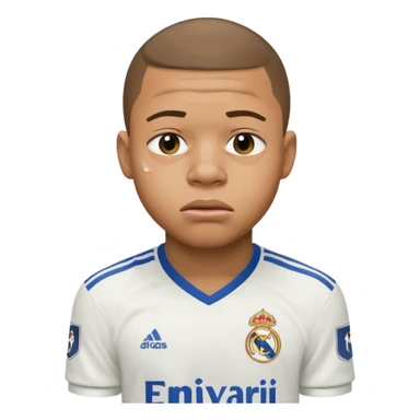 Mbappe crying with réal Madrid jersey on sticker