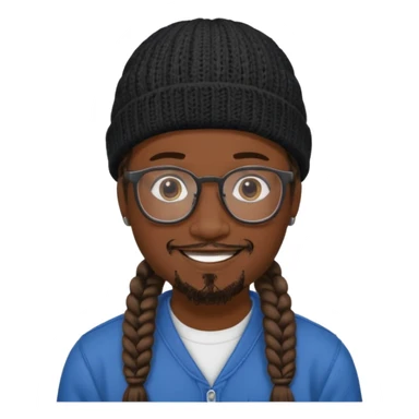 man with braids glasses beanie and goatee sticker