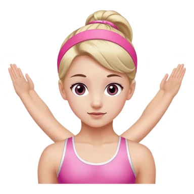 The face of a gymnast in a sports pink headband sticker