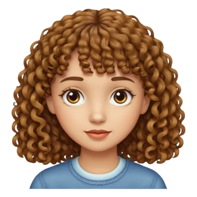 Chica rizada castaña con flequillo  sticker