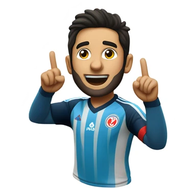 Mapping out Arda Güler's goal celebration, he’s got his right hand on his chest and his left hand pointing skyward, as described earlier sticker