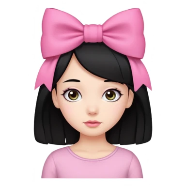 Girl with cute eyes and black hair and pink bow in her side of her hair sticker