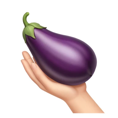 hand holding an eggplant sticker