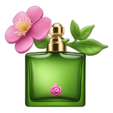 Parfume bottle green flower pink sticker