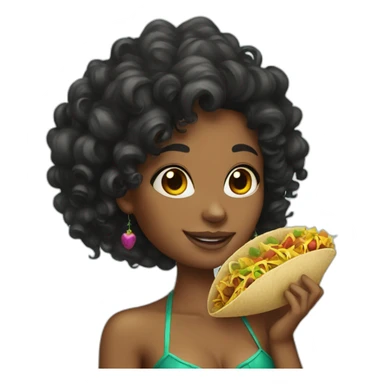 black curly mermaid with taco sticker