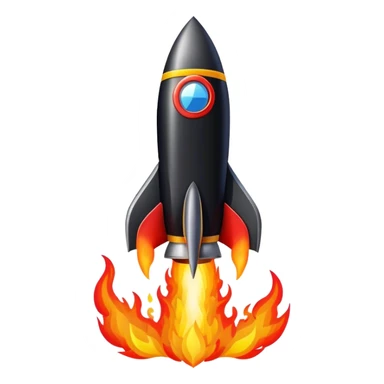 driving fine black rocket with fire color france sticker