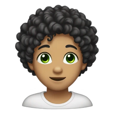 Bear with light green eyes and black curly hair sticker