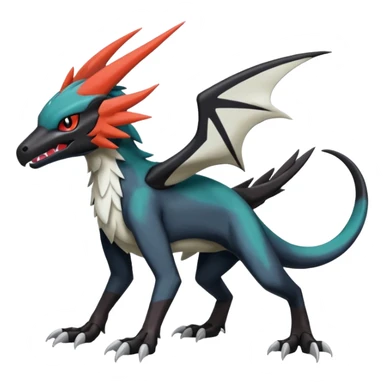 Salandit-Noivern-Mightyena-Silvally-Fakémon-hybrid-creature (full body)  sticker