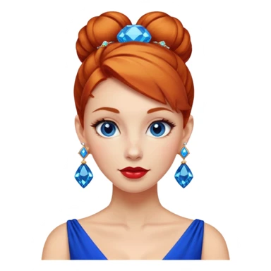 gem lover woman with gem accessories excessive amount very big gem earrings ginger bun hair and redbluediamonds sticker