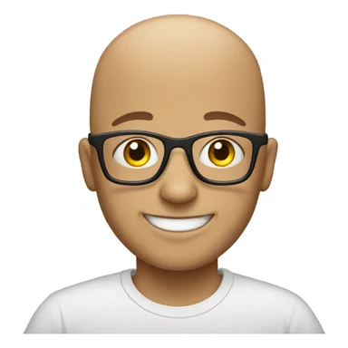 bald boy with glasses smiling sticker