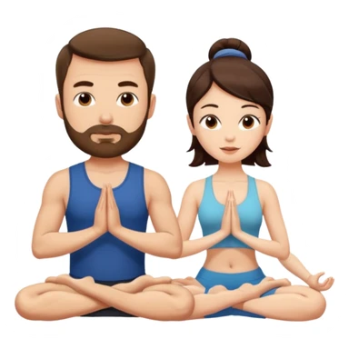 scottish man with stubble, brunette woman doing yoga sticker