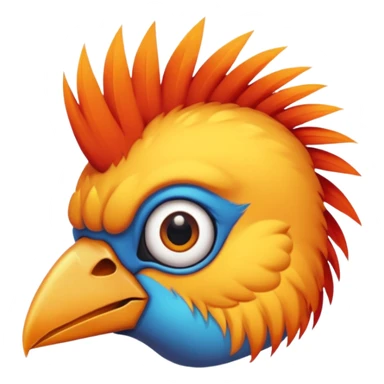 bird with piercings  and mohawk single vibrant colour  two eyes sticker