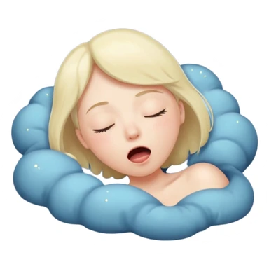 Emotion: sleepy, half-closed glowing eyes, tiny yawn, floating stars
 sticker