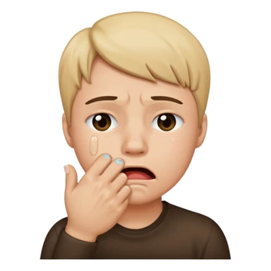 Crying emoji with fist covering mouth sticker