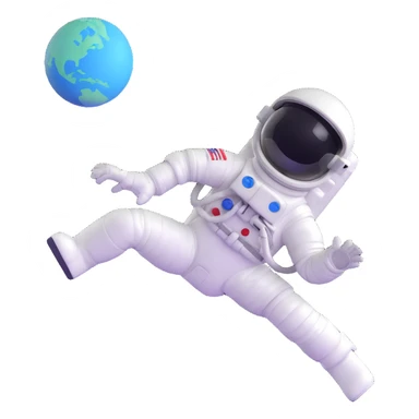 astronaut floating in space with bright colors and prominent details sticker