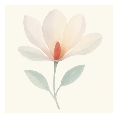 magnolia flower, delicate watercolor painting sticker