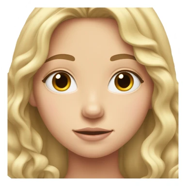 A teenage girl with fair skin and pink cheeks with long blonde wavy hair  sticker