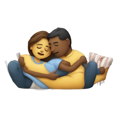 Pareja acostada en el sofá dándose un abrazo sticker