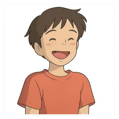 happy person in ghibli style sticker