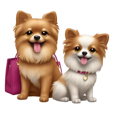 Two Pom dogs with birkin bag sticker