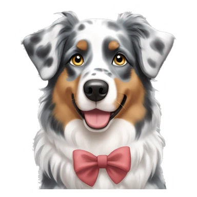 Blue Merle Australian Shepherd with bow sticker