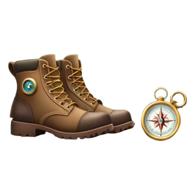 Icon for Hunting Tourism: a rifle, hunting boots, and a compass on a forest background, with a silhouette of wildlife in the distance. The icon should capture the adventure and connection with nature in hunting tourism. Transparent background. sticker