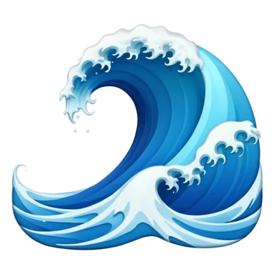 Create a highly polished, 3D game UI–style illustration of a  BLUE COLOR SEA WAVE sticker