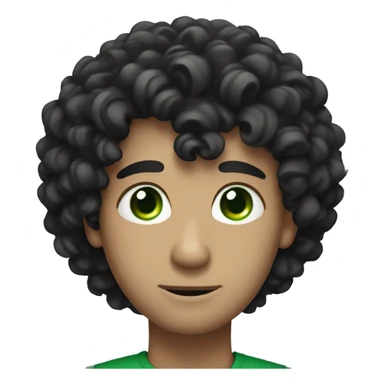 man with curly black hair and green eyes, white skinned sticker