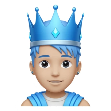 boy neon cyberpunk light blue happy crown white and blue sticker