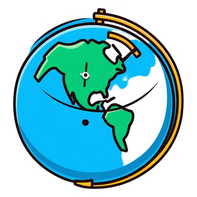 Earth globe with a small clock in the bottom corner sticker
