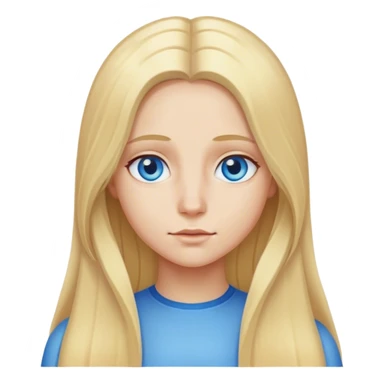 Long blonde hair middle part blue eyes sticker