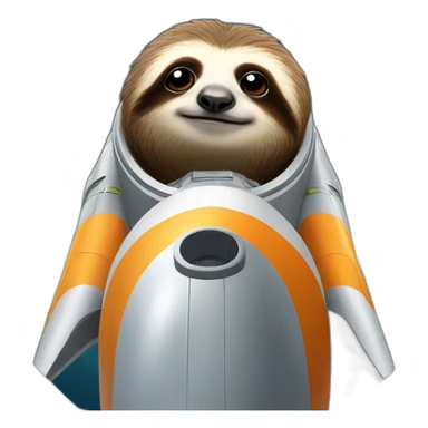 sad sloth on a rocket sticker