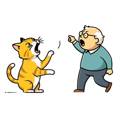 golden cat ￼ yelling at old blind man ￼ sticker