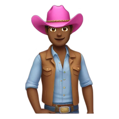 Ken wearing pink cowboy hat  sticker