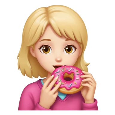 cozy girl eating a donut sticker