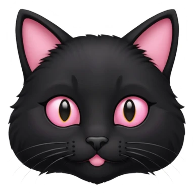 Black cat head with pink node on his ear sticker