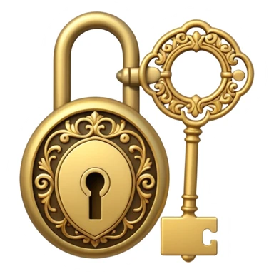 gold antique key The lock sticker