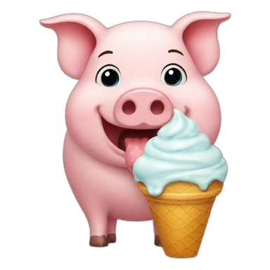 Pig eating ice cream sticker
