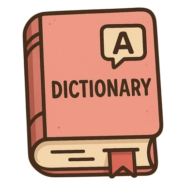 pink dictionary icon in flat toon style sticker