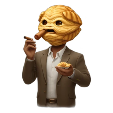 man with a taiyaki head smoking a cigar  sticker