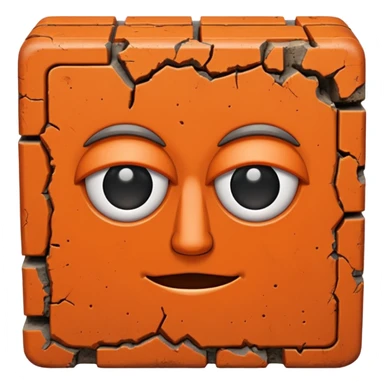 A rectangular brick with a face sticker
