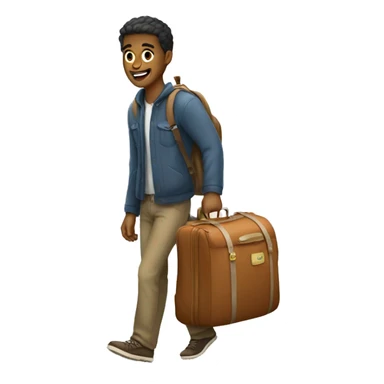 A guy in a bagage  sticker