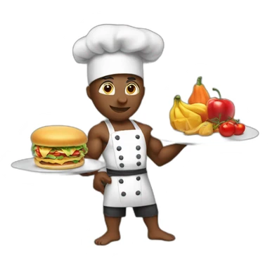 bodybuilder cooking food with chef hat  sticker