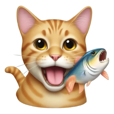 Cat with fish in mouth sticker