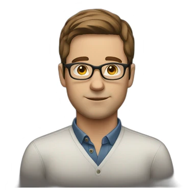  white man with straight brown hair wearing glasses and thinking sticker