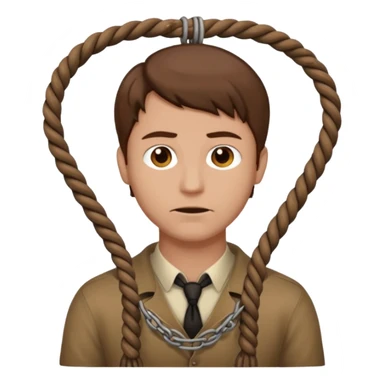 normal looking man with brown hair and noose around neck sticker