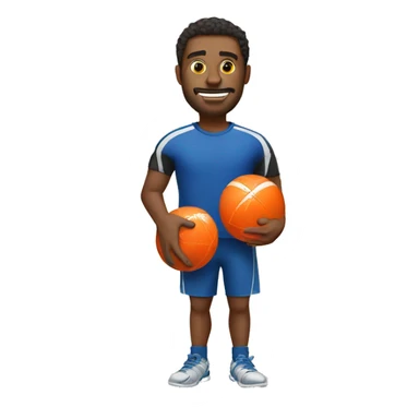 Man gripping two dodge balls in a bag sticker
