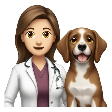 brown hair brown eyes woman veterinarian holding a dog sticker