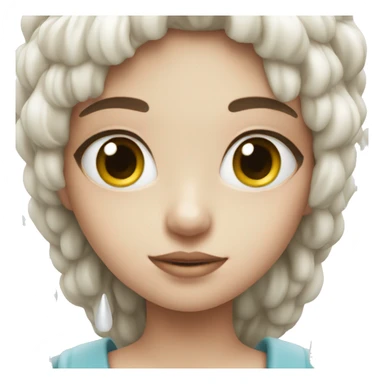 girl next to white drops sticker