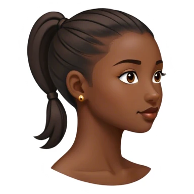 Side profile with hyperpigmentation and a slick back ponytail. Big arch nose and fat lips sticker